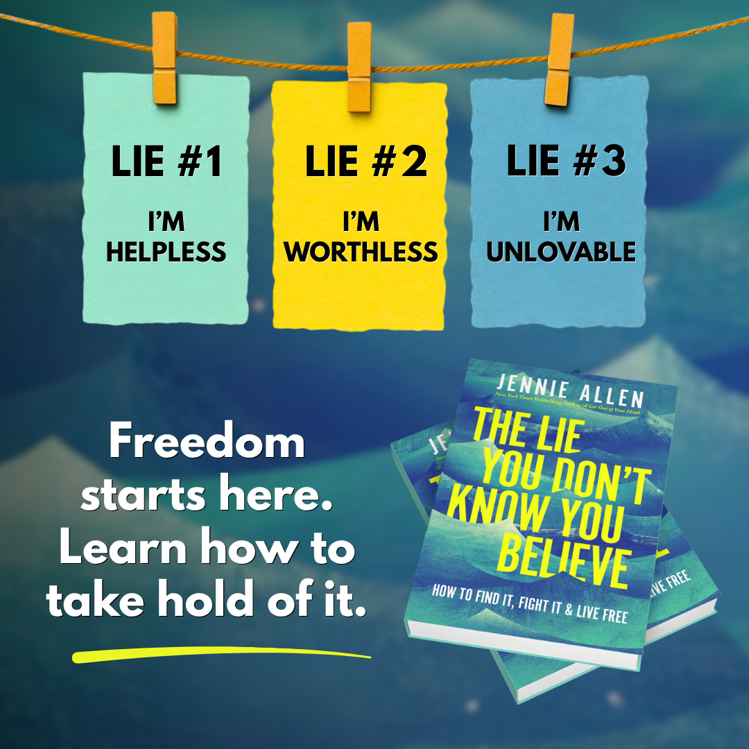 Jennie Allen Facebook ad: What Lie Is Running Your Life?