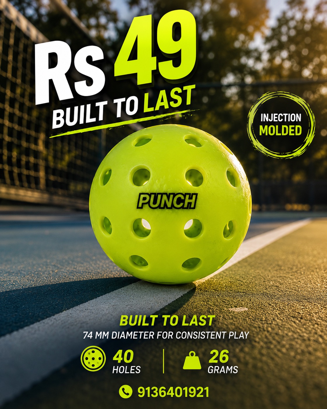 Bombaypickleballclub Facebook ad: Stop replacing balls every week.
