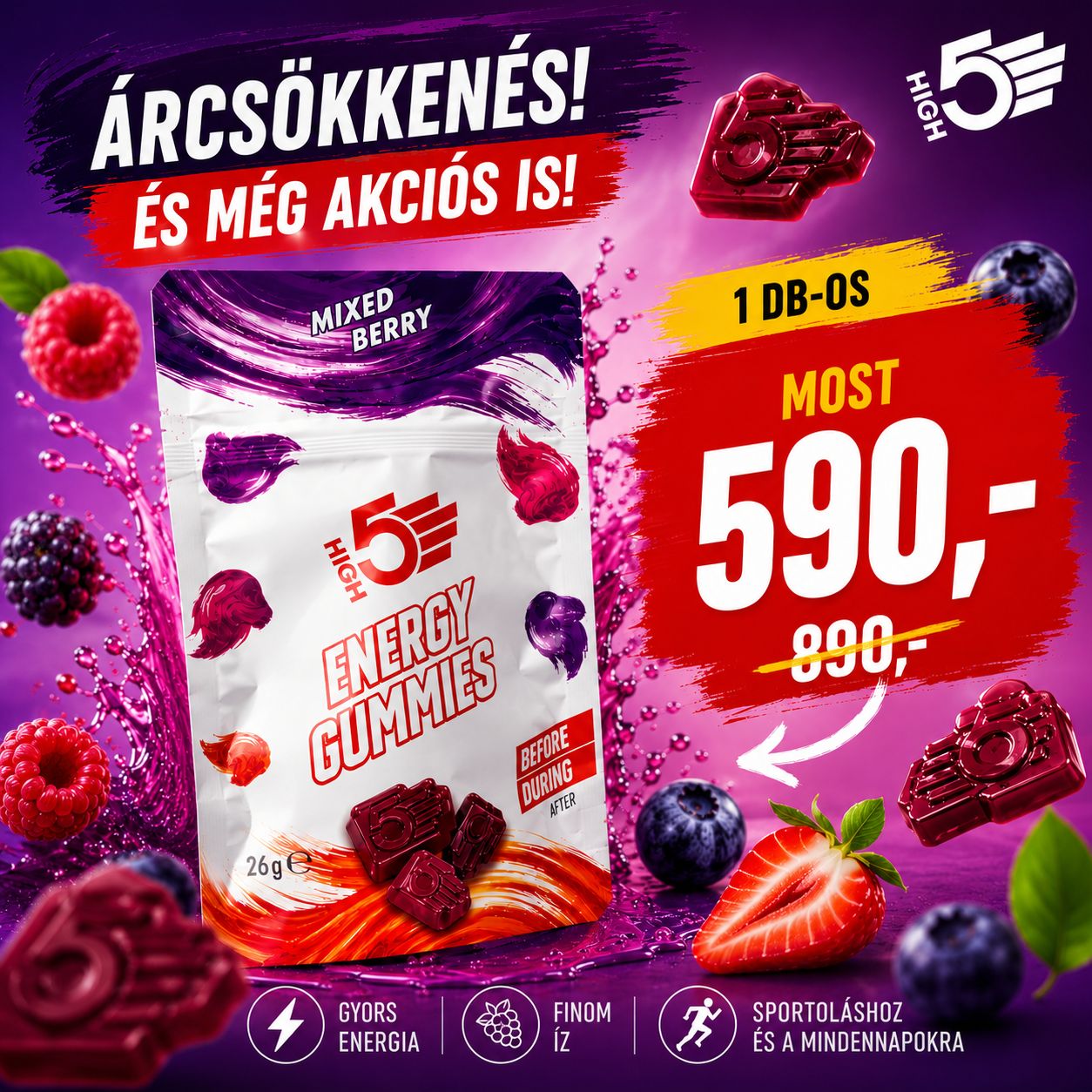 HIGH5 Sports Nutrition Hungary Facebook ad: Több energia, jobb eredmény