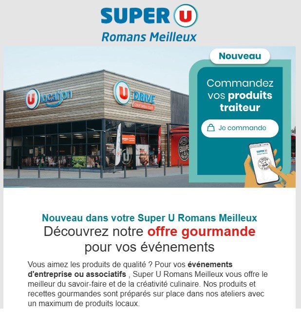 Super U Romans Meilleux Facebook ad: Traiteur Romans sur Isère