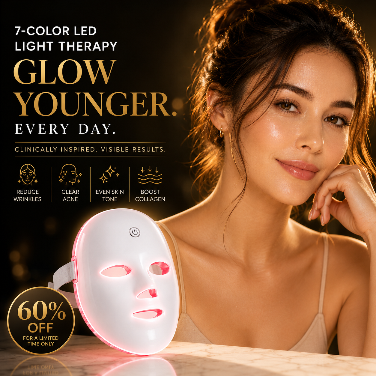 TheNexlo Facebook ad: Glow Like You're 25 Again, 60% OFF Today