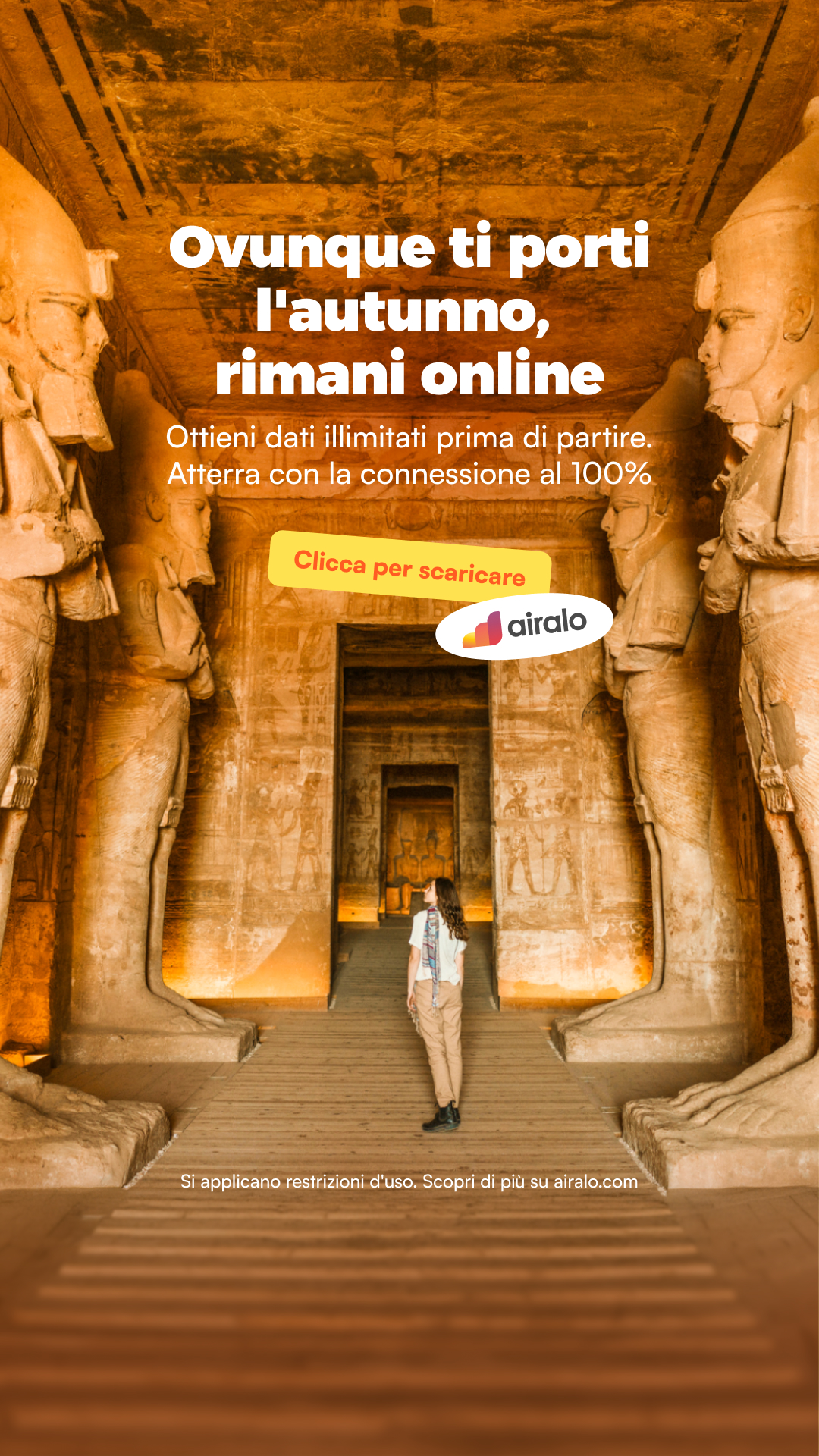 Airalo Global eSIM Store Facebook ad: Vai lontano. Rimani online.