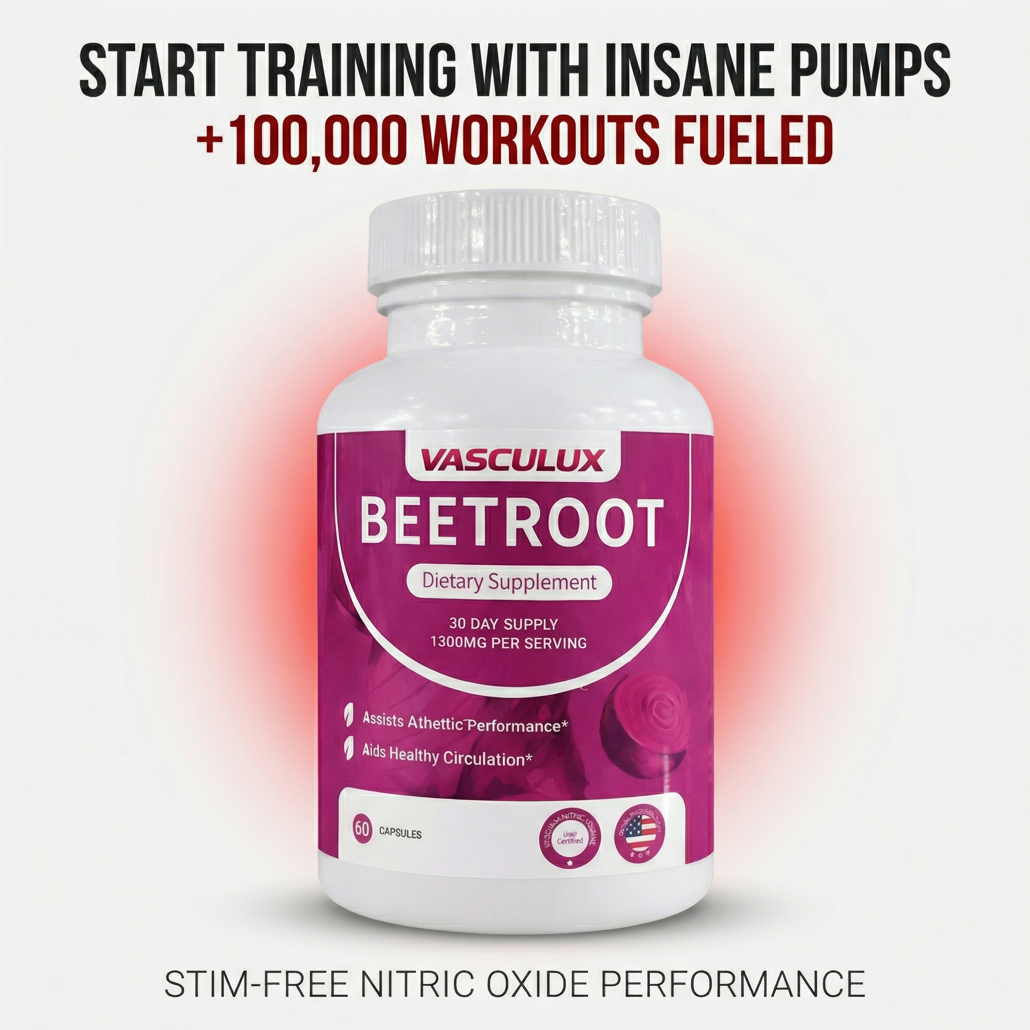 Vasculux Facebook ad: All The Pump. None Of The Panic.