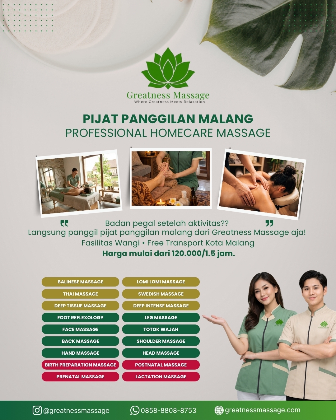 Greatness Massage Facebook ad from Mar 27, 2026