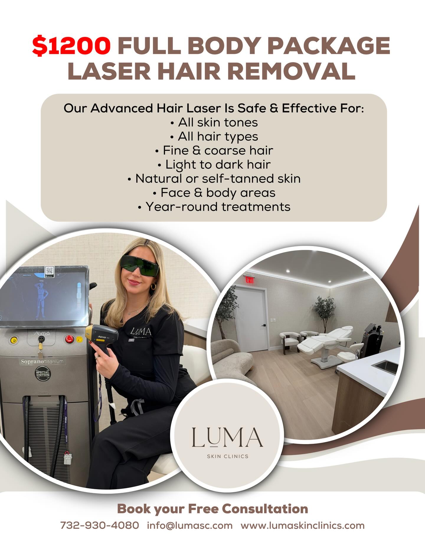 Luma Skin Clinics Facebook ad: Our Laser Hair Removal Doesn’t Compare, It Raises…
