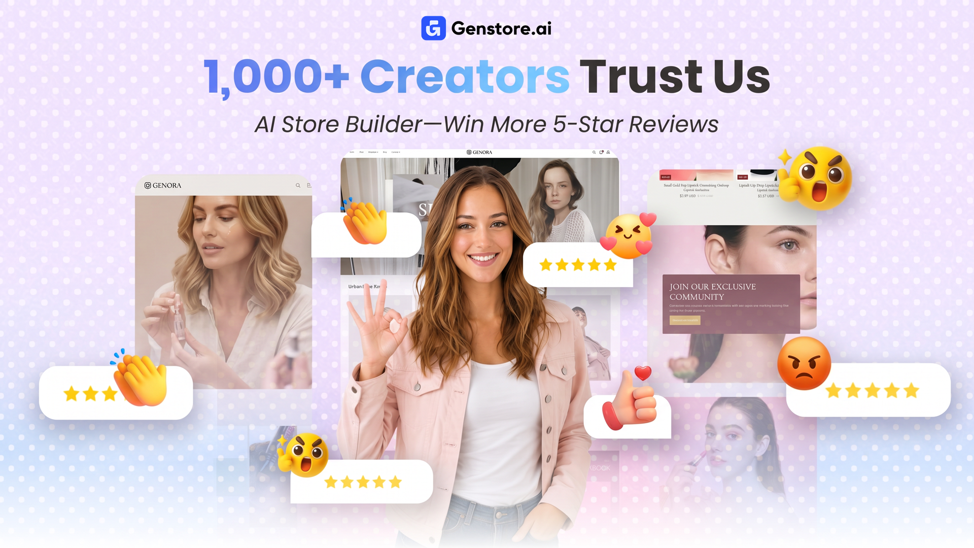 Genstore AI Facebook ad: Build Your Store with AI. Just Describe It.