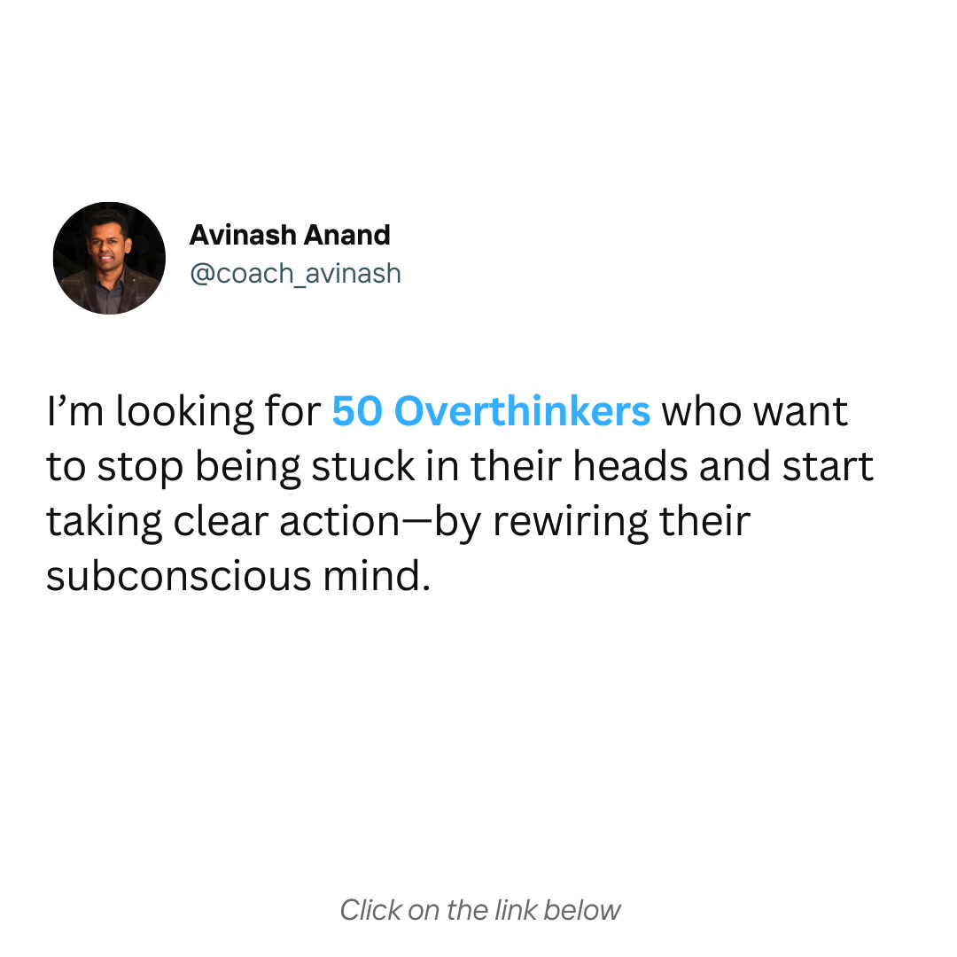 Avinash Anand Singh Facebook ad: End the Daily Overthinking Habit
