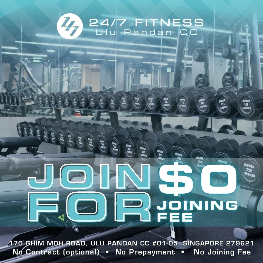 24/7 Fitness Ulu Pandan CC Facebook ad: Join Now, $0 Joining Fee!