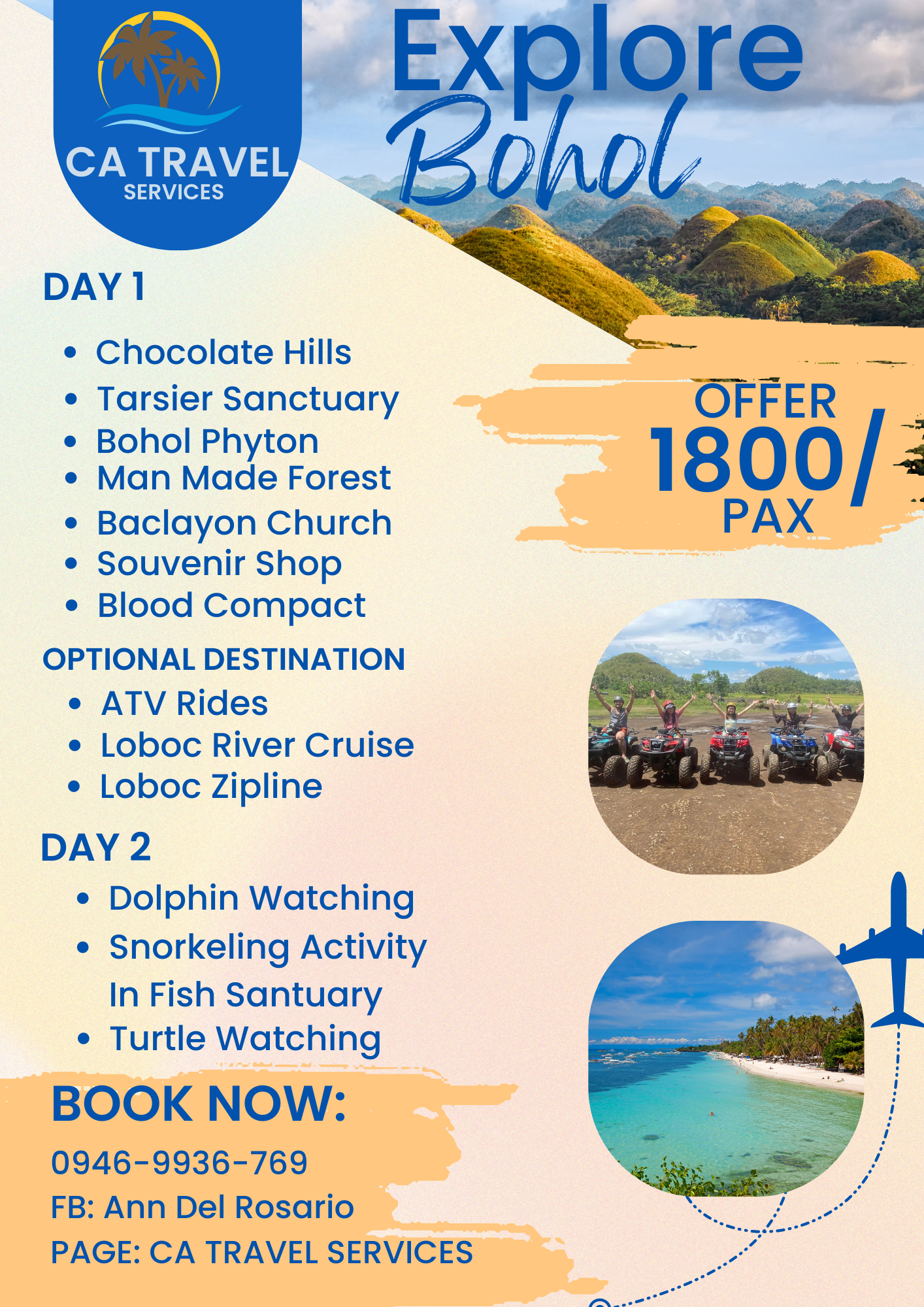 CA Travel Services Facebook ad: Chat in Messenger