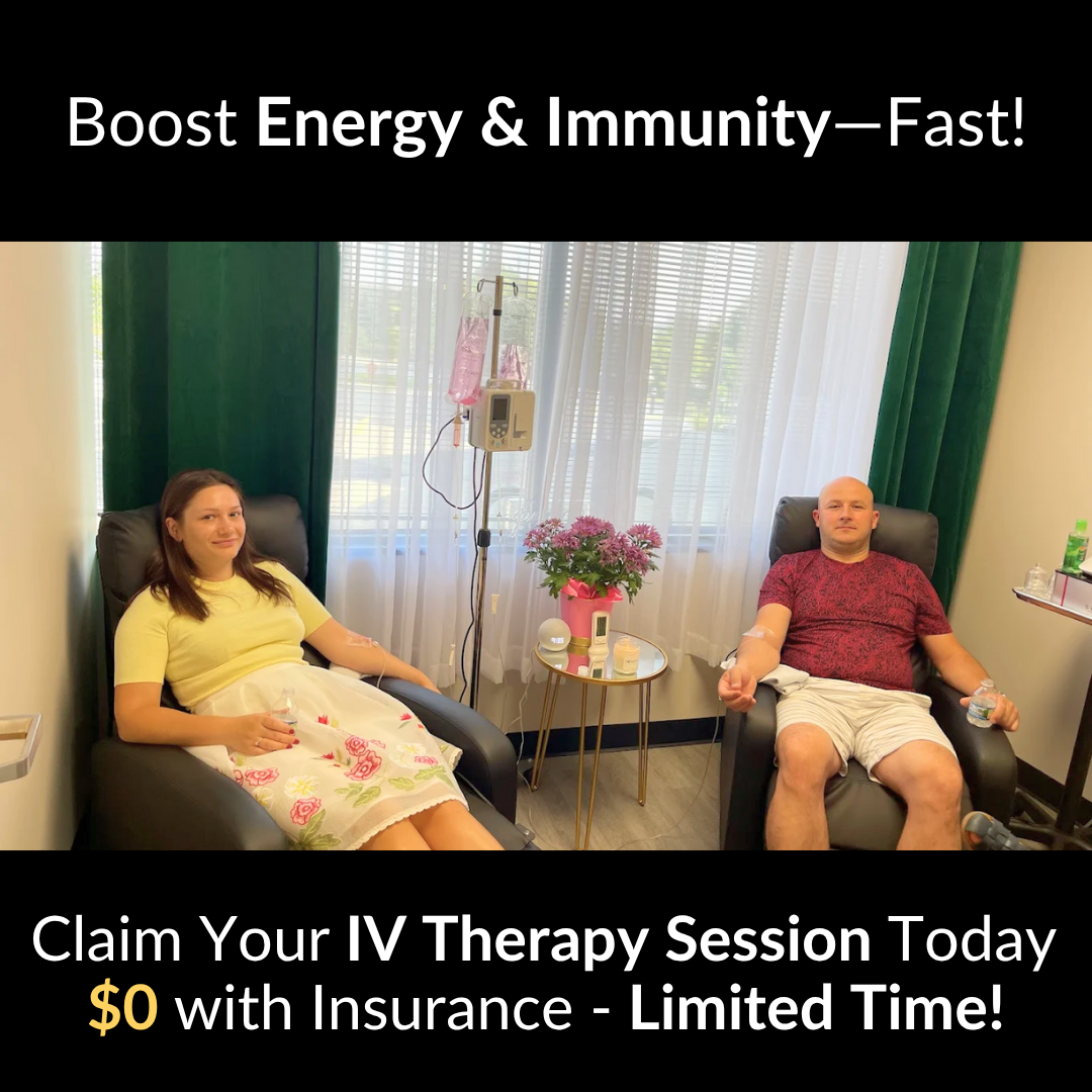 European Integrative Wellness Facebook ad: 30-Min Vitamin Drip for Fatigue Relief