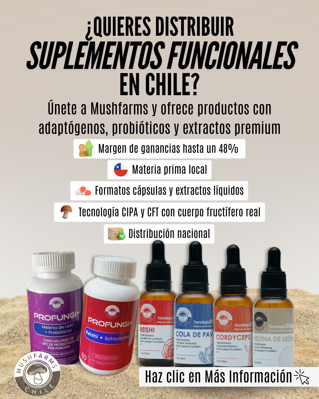MushFarms Facebook ad: Chatea con nosotros