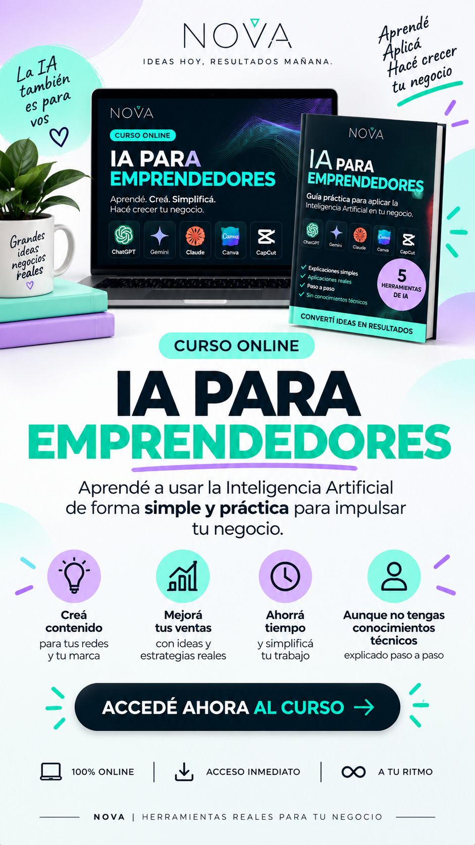 NOVA Digital Academy Facebook ad: Usá la IA para hacer crecer tu negocio