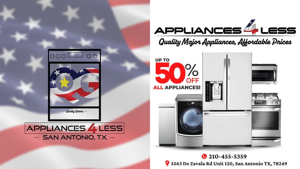 Appliances 4 Less San Antonio Facebook ad: Through partnerships with Top brands such as LG…