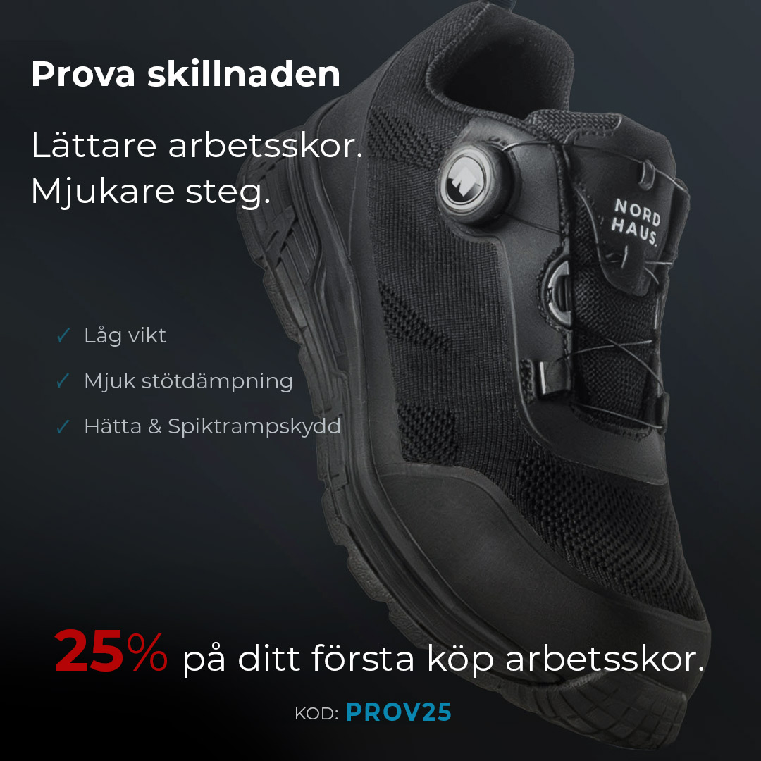 Nordhaus Facebook ad: Trött på tunga skyddsskor?