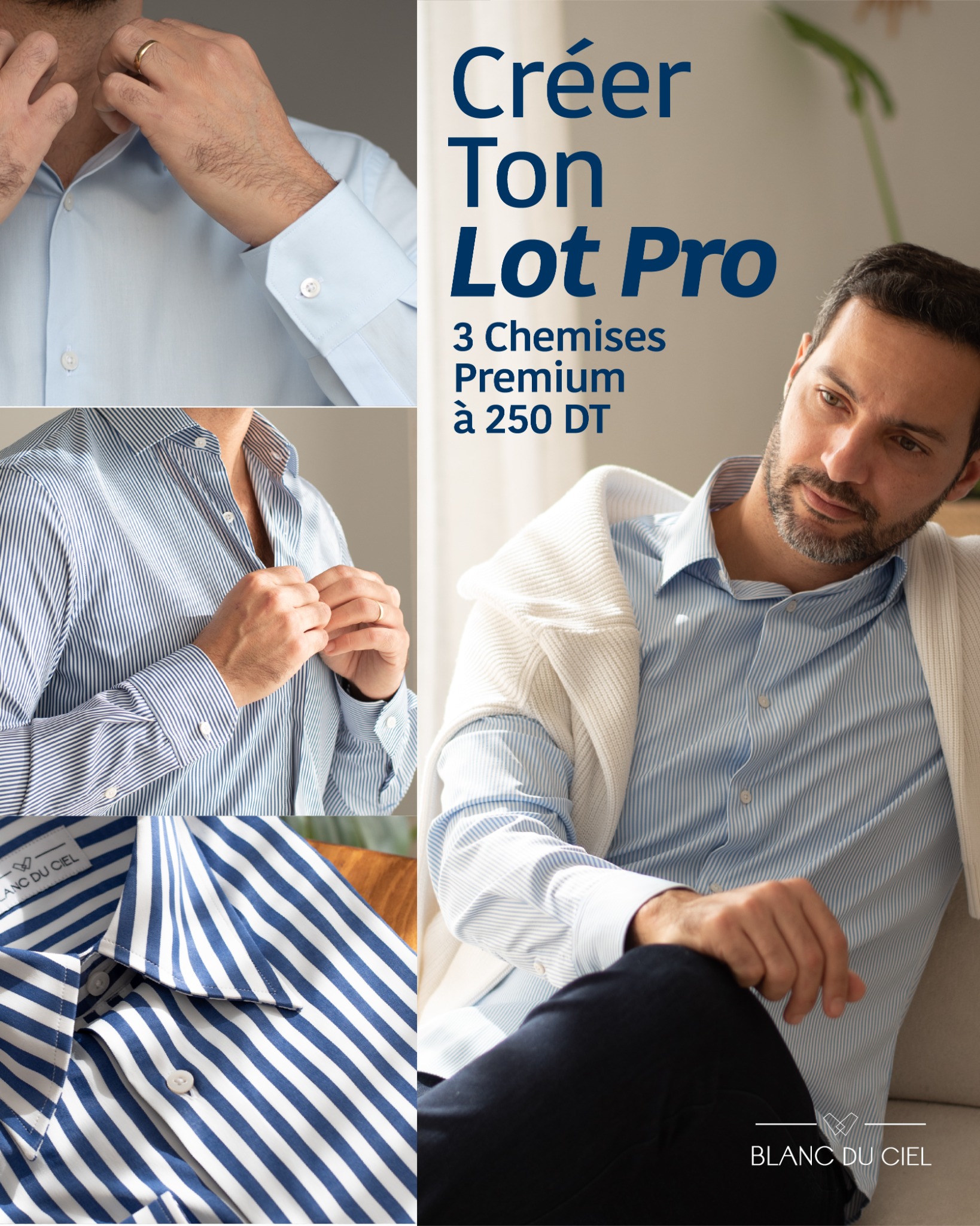 Blanc Du Ciel Facebook ad: La chemise parfaite au bureau