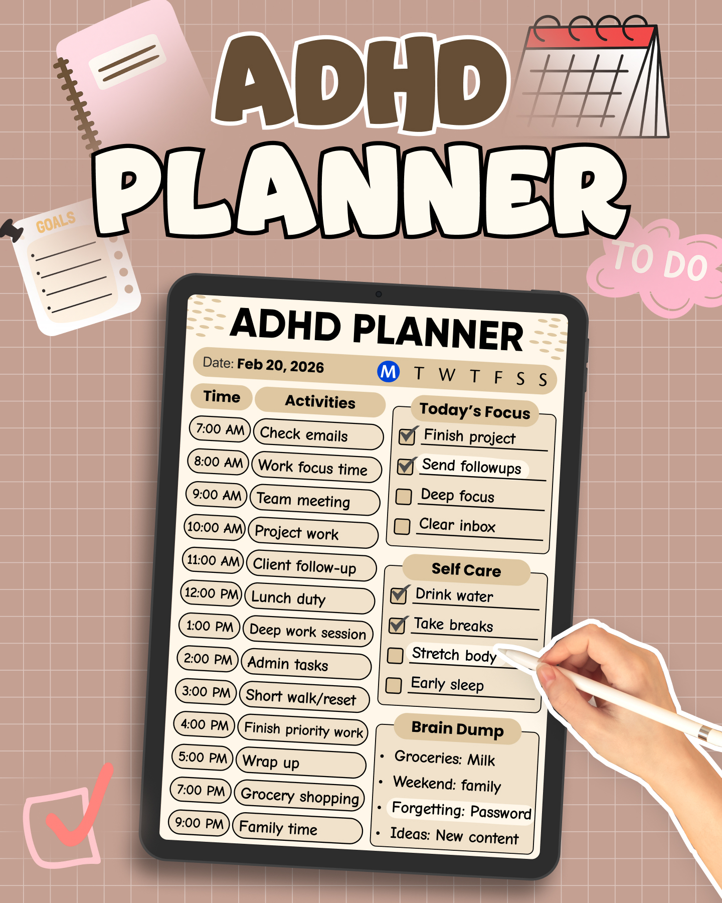 Planwiz Facebook ad: Free ADHD Planner Template