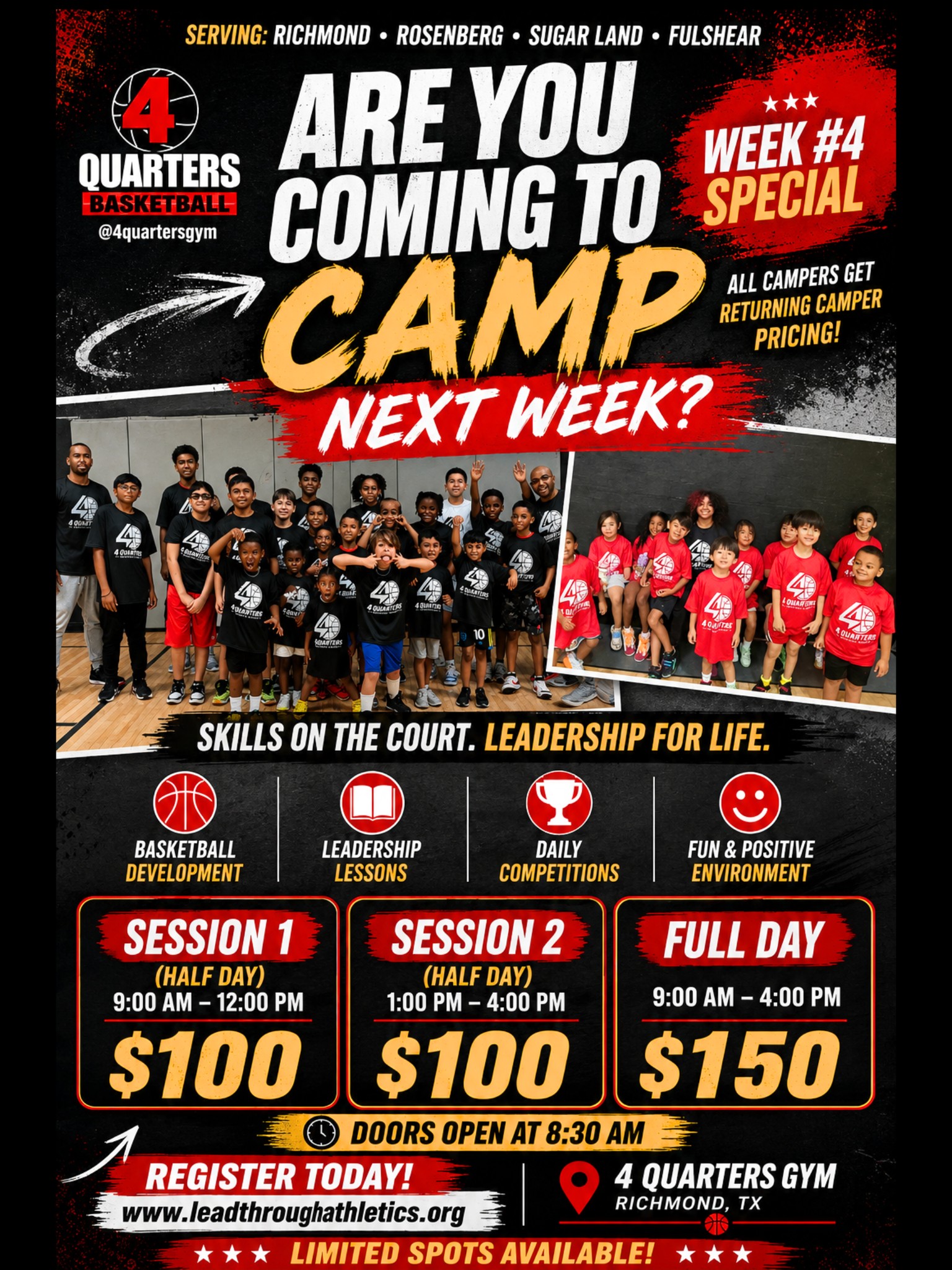Lead Through Athletics Facebook ad: RICHMOND • ROSENBERG • SUGAR LAND • FULSHEAR…