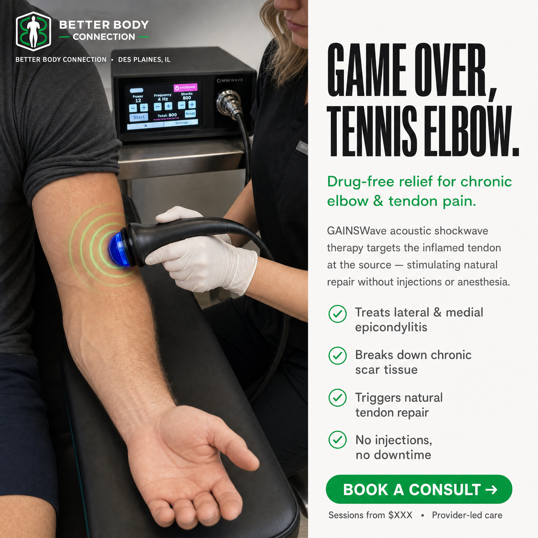 Better Body Connection Facebook ad: Des Plaines We Got You!