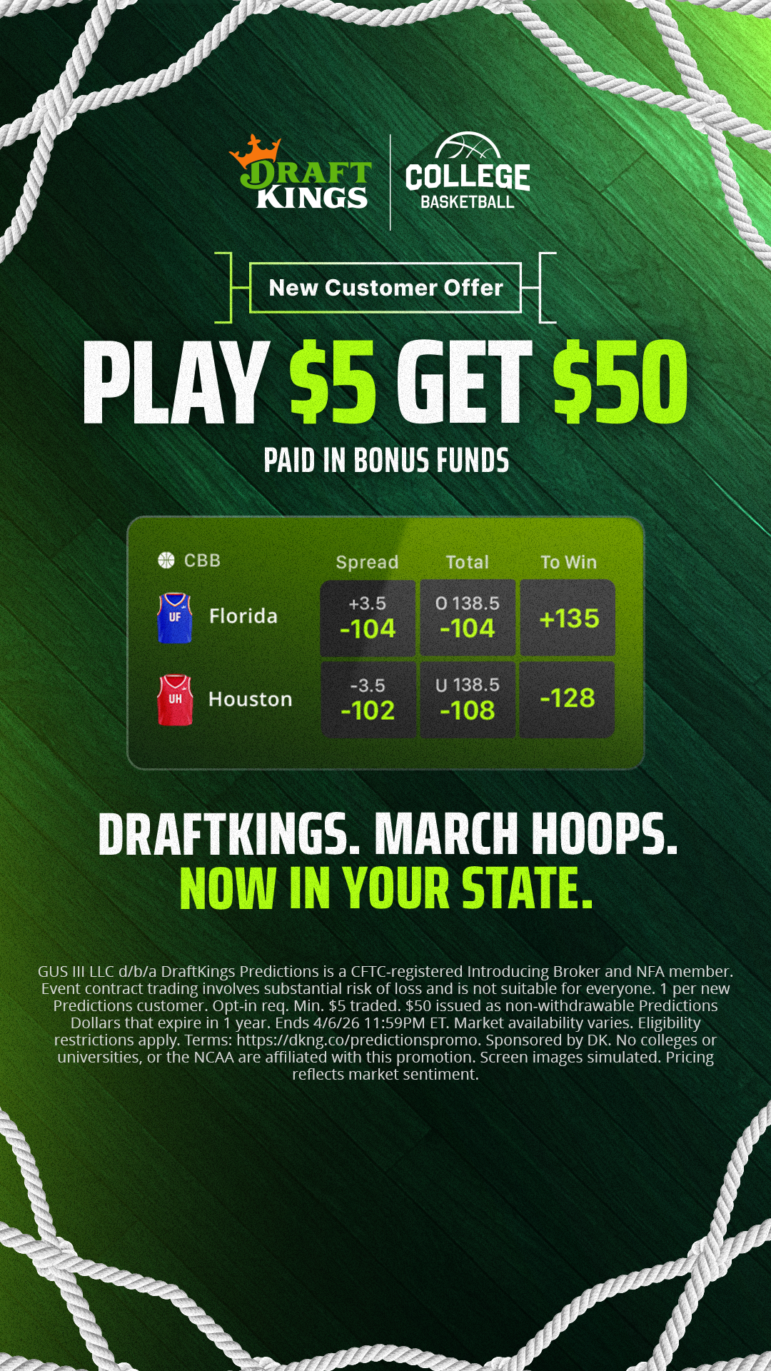 DraftKings Facebook ad from Mar 18, 2026