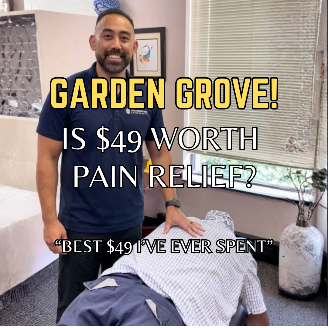 Groundwork Chiropractic Facebook ad: $49 CHIROPRACTIC SPECIAL IN GARDEN GROVE