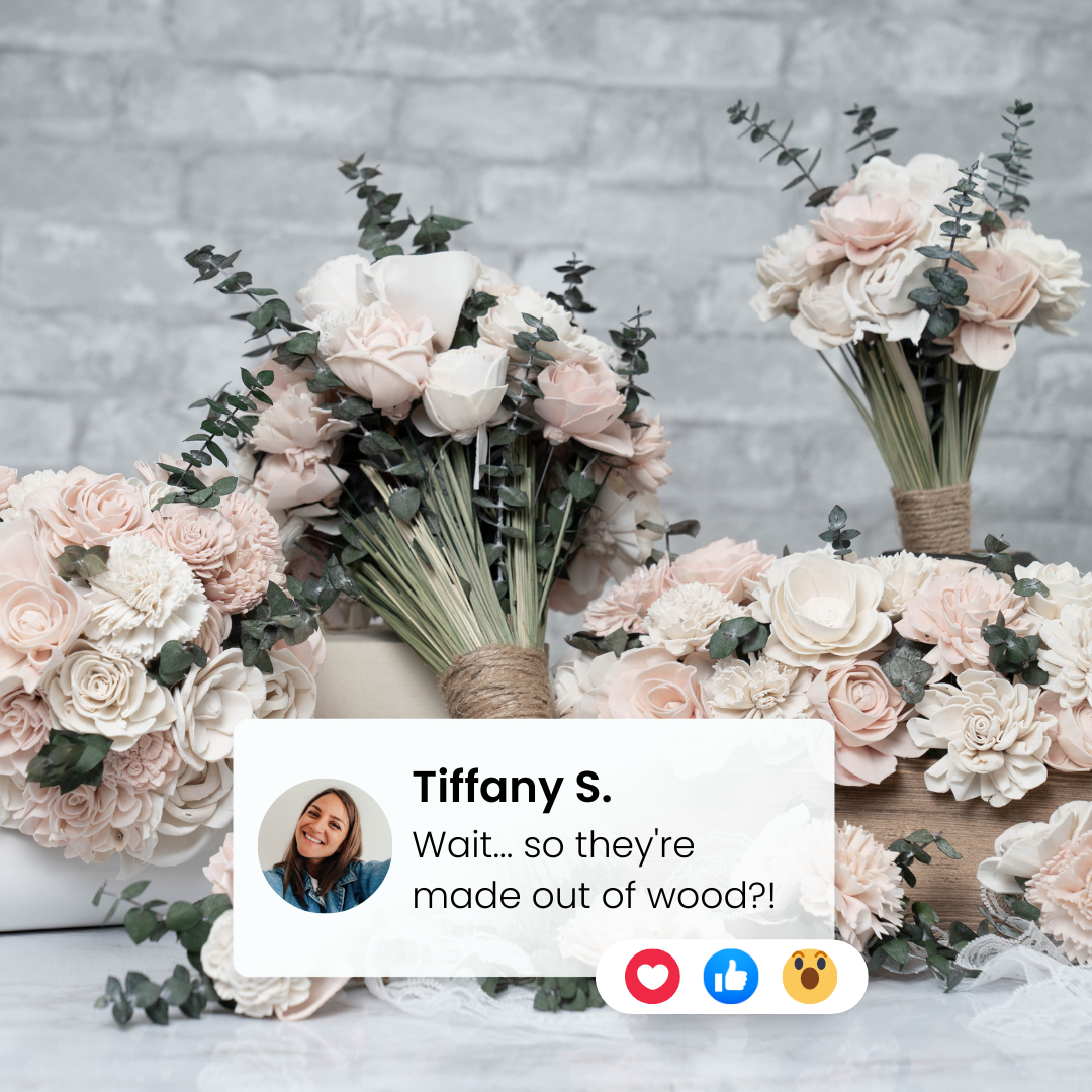 Danielle Scott Facebook ad: Wedding Flowers Made Of Wood