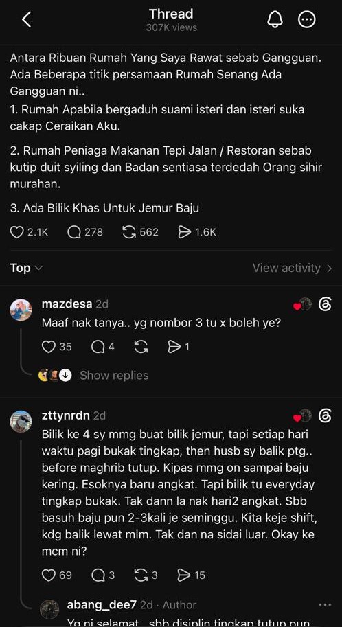 Bangsa Baik Beli Facebook ad: Bahaya jugak yee bilik jemur baju dekat rumah.