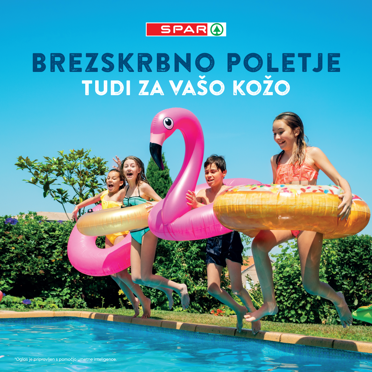 Spar Slovenija Facebook ad: Zaščita kože je del vsakega poletnega dne.
