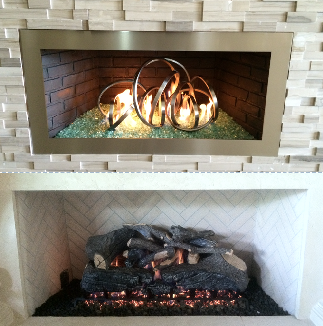 The Fire Place Facebook ad: Gas logs and Sculptures