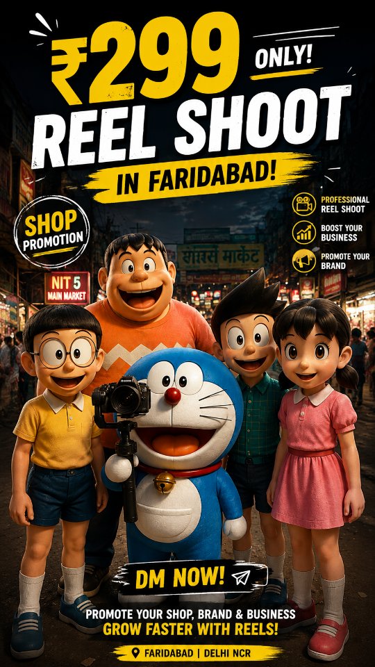 Indian Doremon Facebook ad: ₹299 Reel Shoot in Faridabad!
