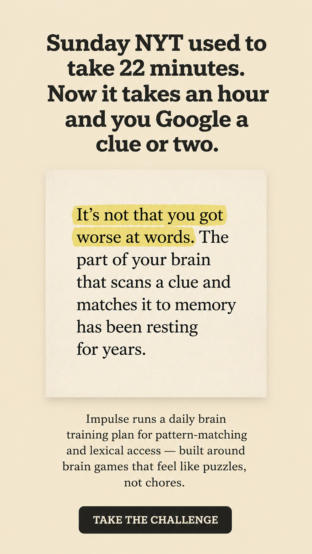 Impulse: Brain Training & Self-Discovery Facebook ad