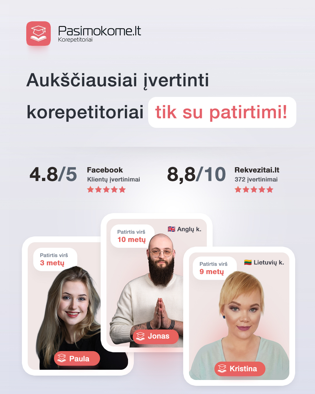 Pasimokome.lt korepetitoriai Facebook ad