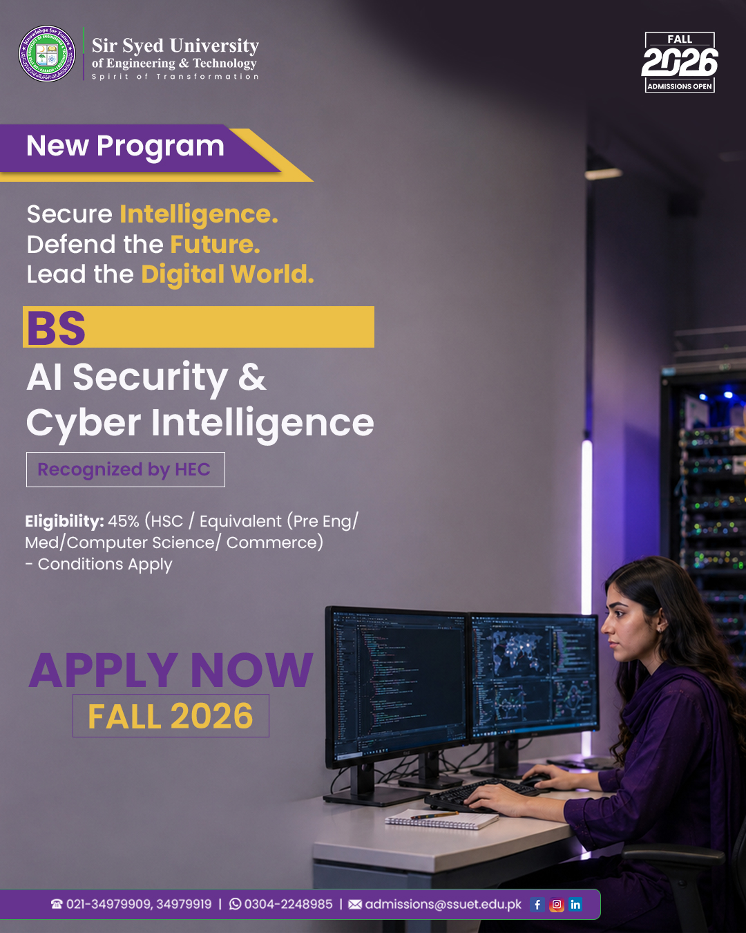 SSUET - Sir Syed University of Engineering & Technology Facebook ad: BS AI Security & Cyber Intelligence