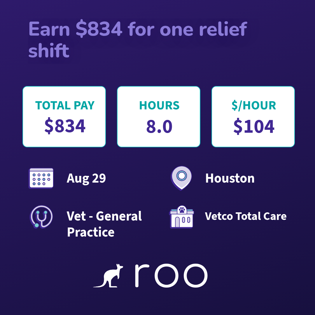 Roo Facebook ad: 7 open vet shifts near Houston on Saturday…
