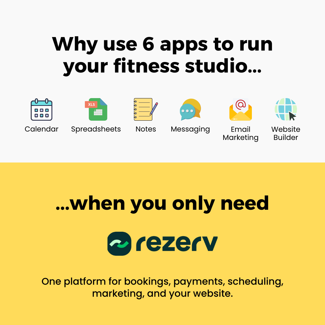 Rezerv Facebook ad: All-in-One Software for New Fitness Studio Owners