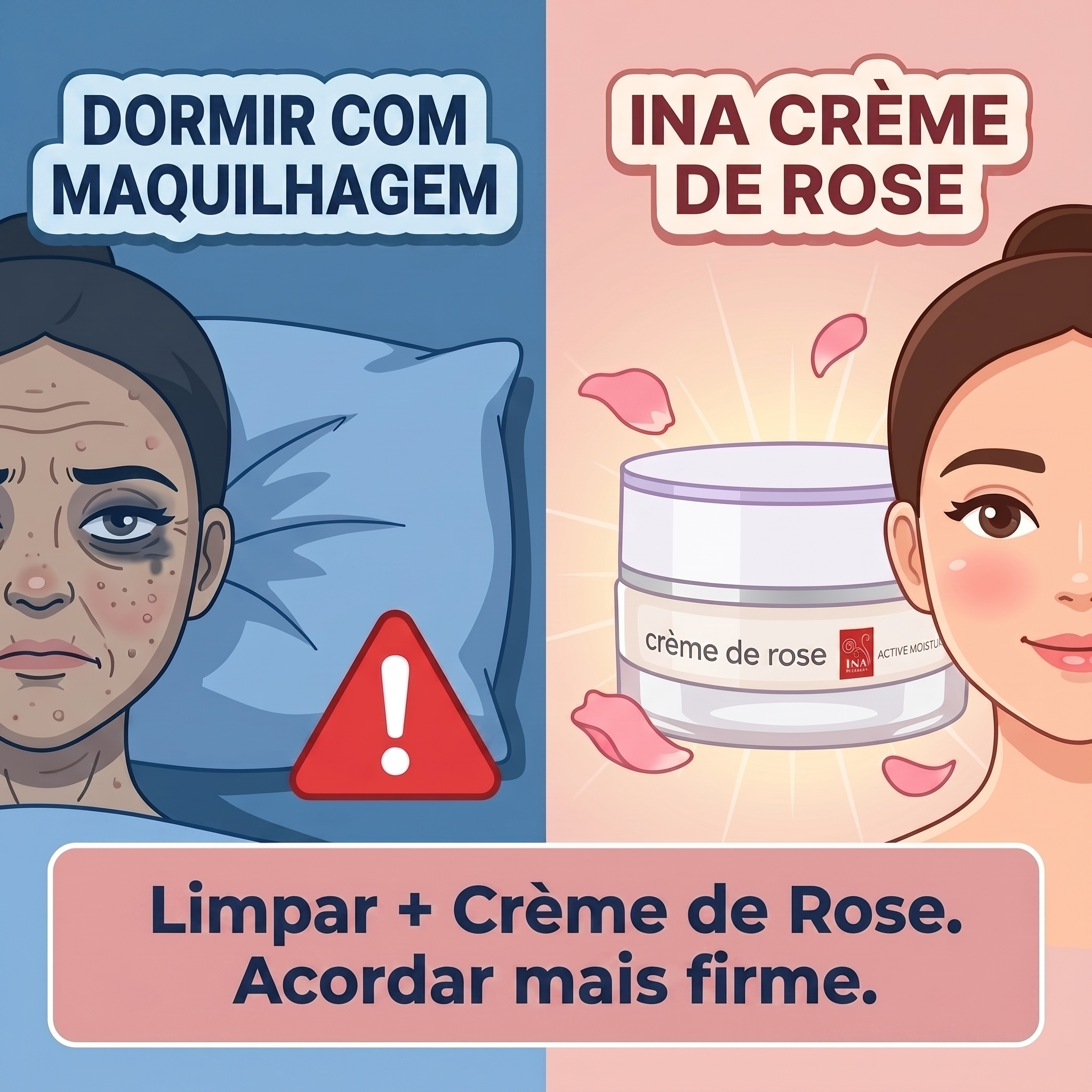 InaEssentials.PT - Cosméticos Orgânicos Familiares Facebook ad: Adormeces maquilhada? A tua pele paga por isso.