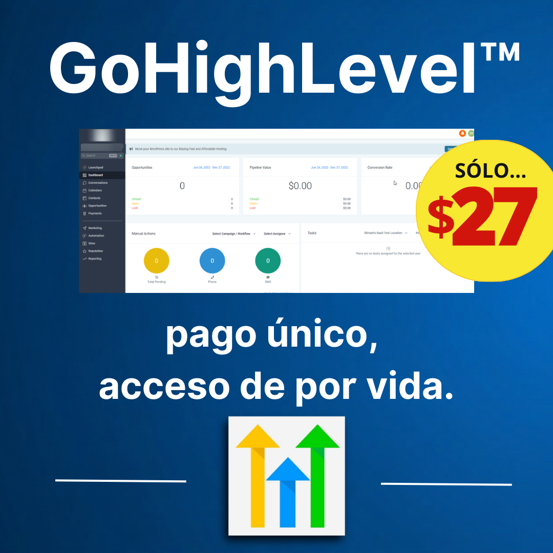 GHL Pago Único Facebook ad: Acceso de Pago Único a GoHighLevel (4.9 • 231 reseñas)