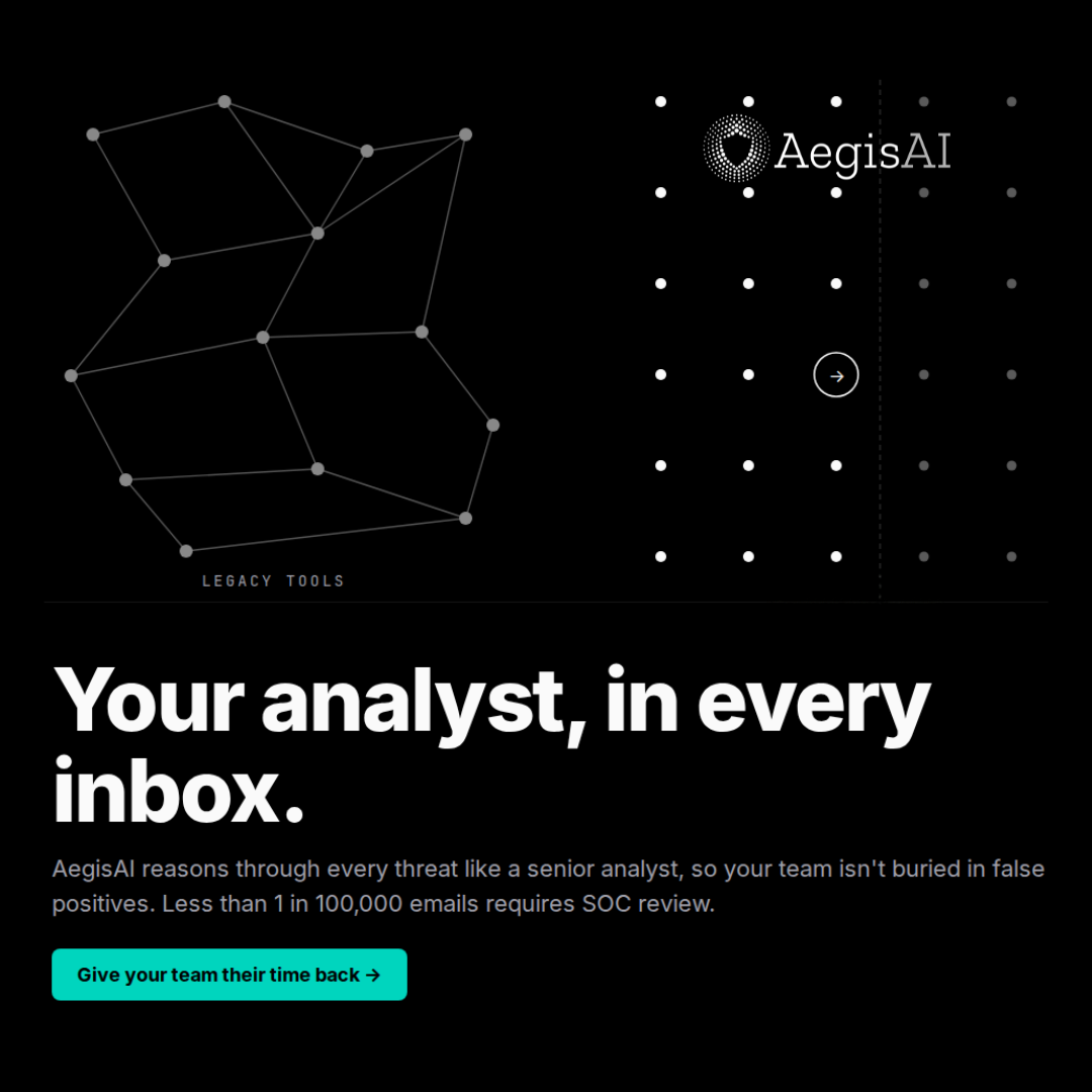 Aegis AI Security Facebook ad: Give your team their time back