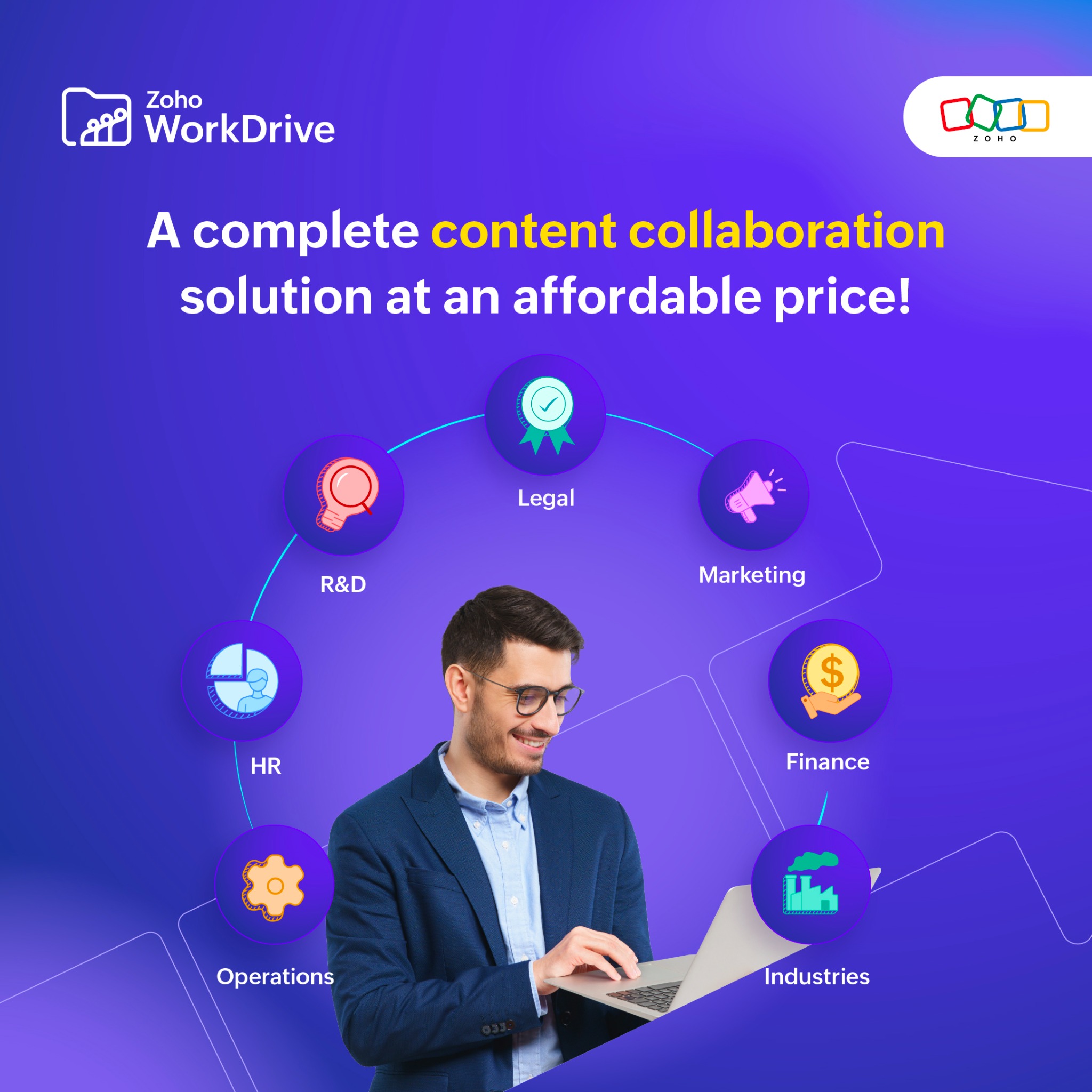 Zoho WorkDrive Facebook ad: Pay 40% less compared to other popular cloud services and…