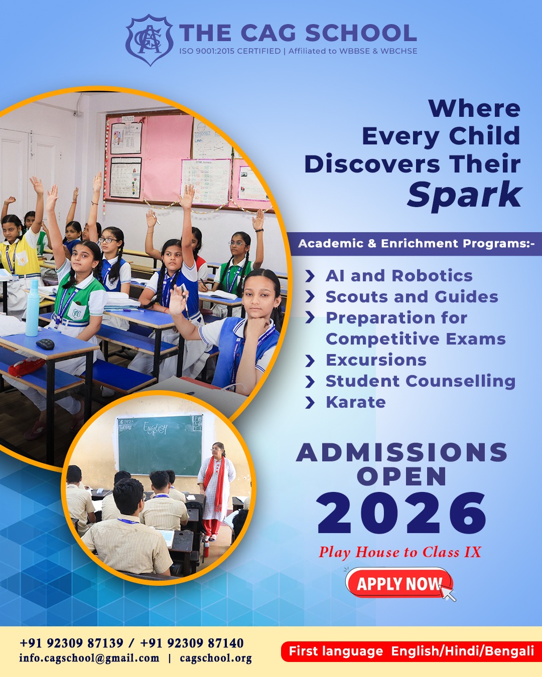 The Calcutta Anglo Gujarati School_CAGS Facebook ad: Admissions Open