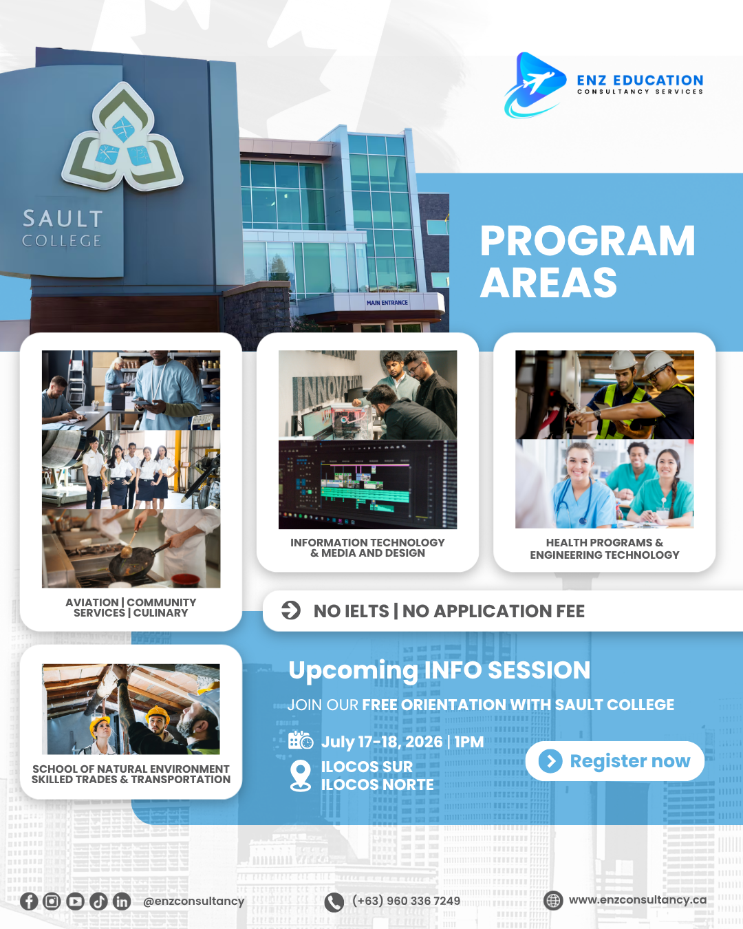 ENZ Education Consultancy Services Facebook ad: Study in Canada with Sault College