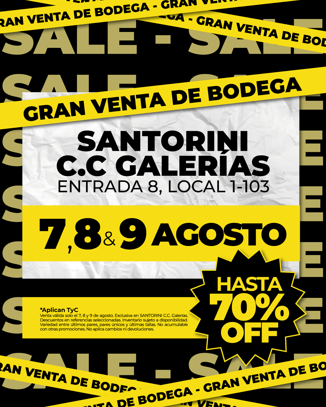 SANTORINI Diferente Facebook ad: Gran Venta de Bodega