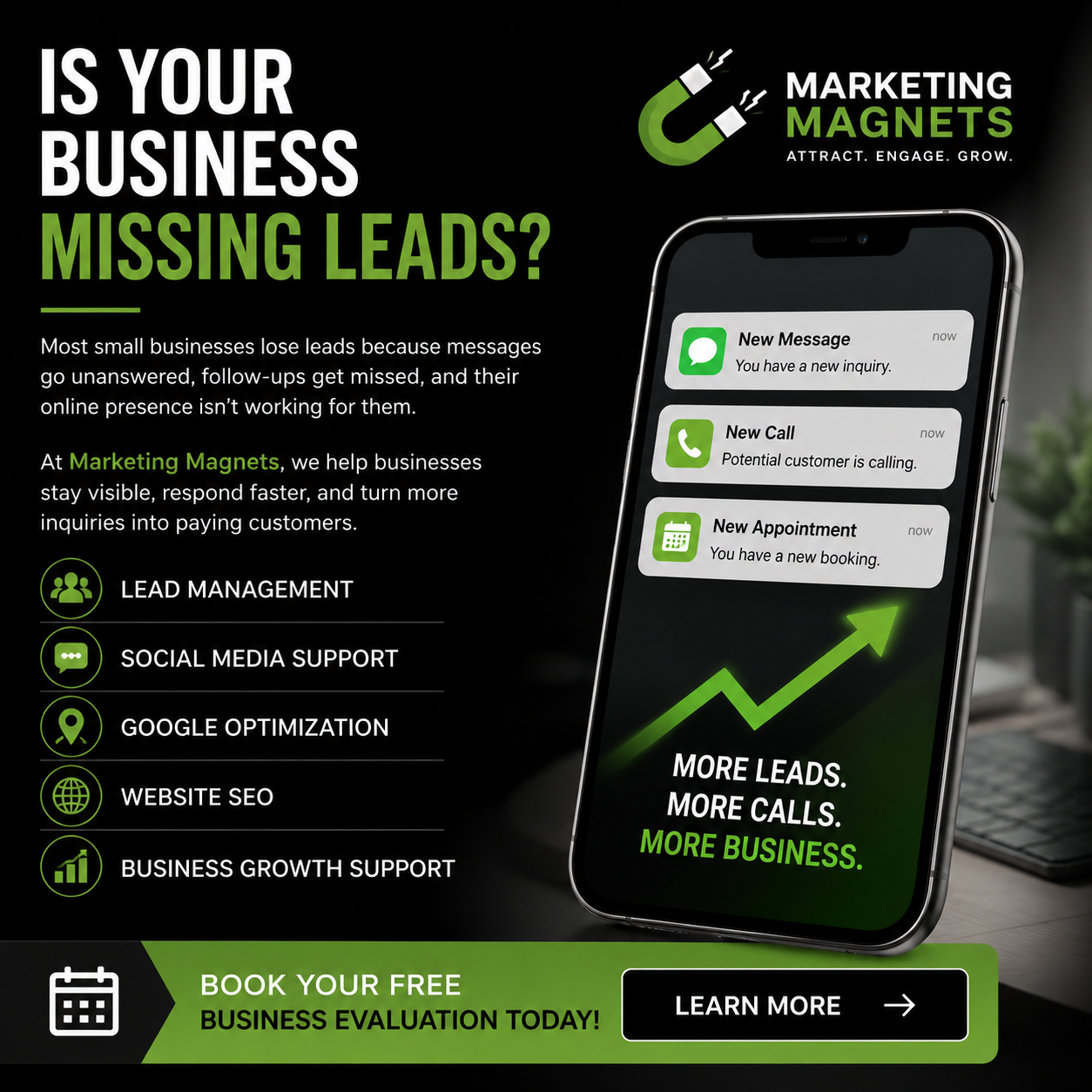Marketing Magnets Facebook ad: MISSING LEADS?