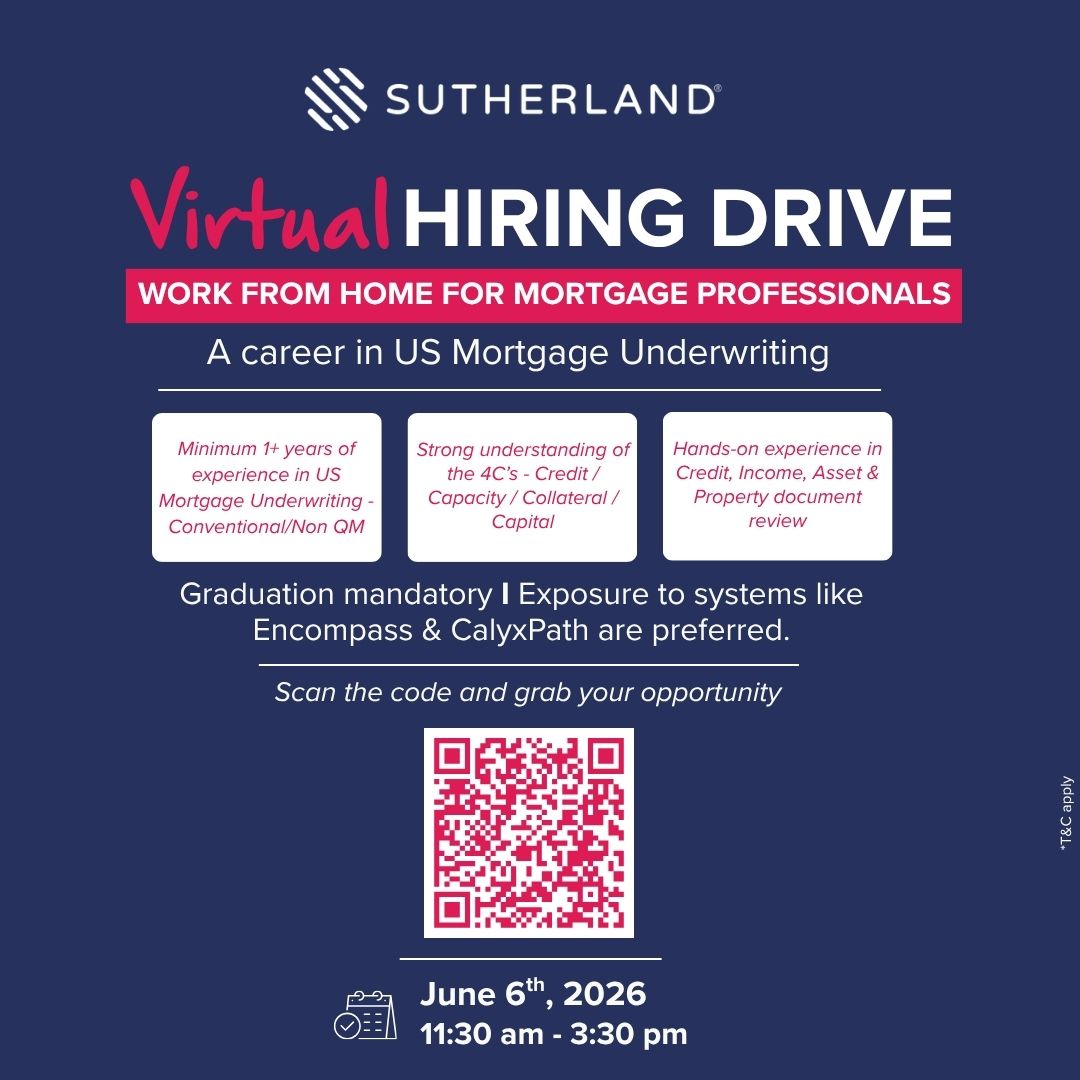 Sutherland India Facebook ad: WFH virtual hiring drive: June 6th