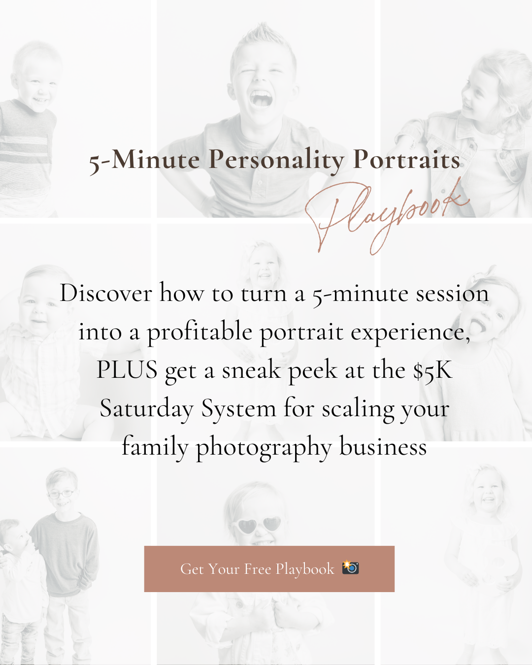 Sharon Leger Photography Facebook ad: 5-Minute Personality Portrait Playbook