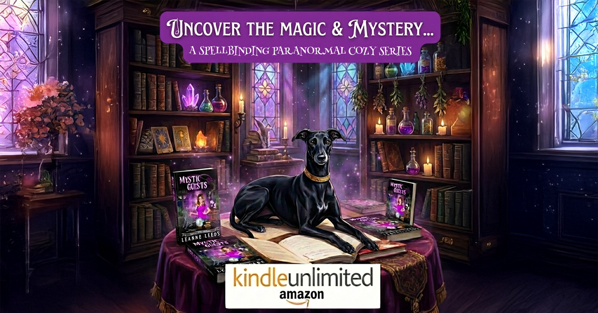 Leanne Leeds Facebook ad: Magical Cozy Mysteries FREE in KIndle Unlimited