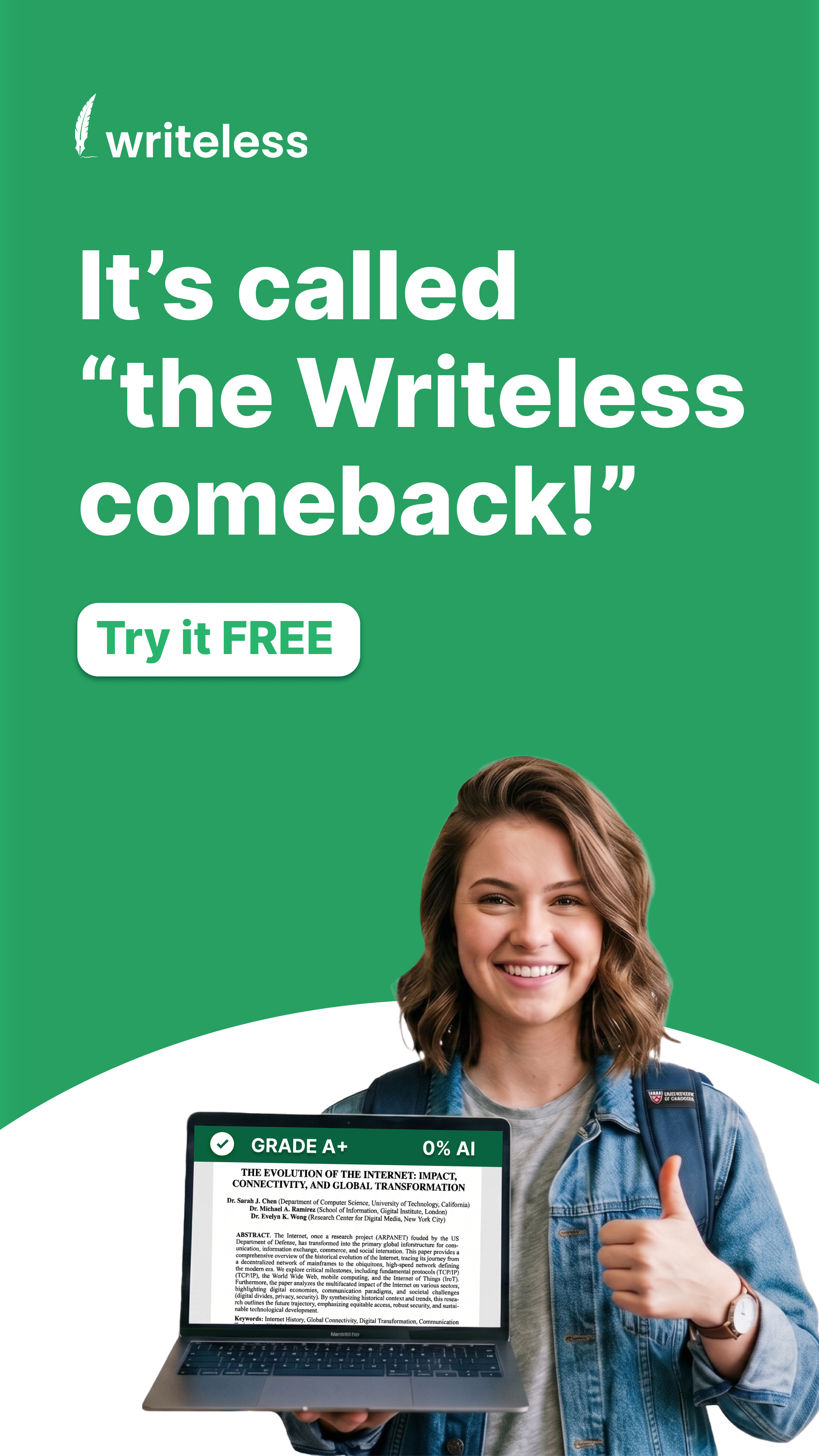 Writeless AI Facebook ad
