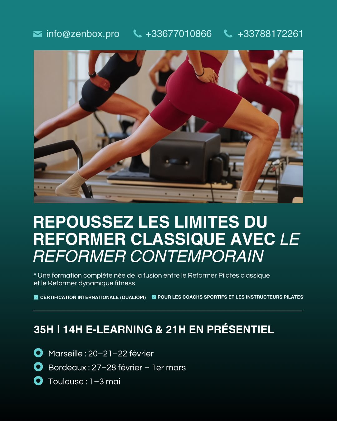 Zenbox Pilates & More Facebook ad: Repoussez les limites du Reformer Classique grâce à notre…