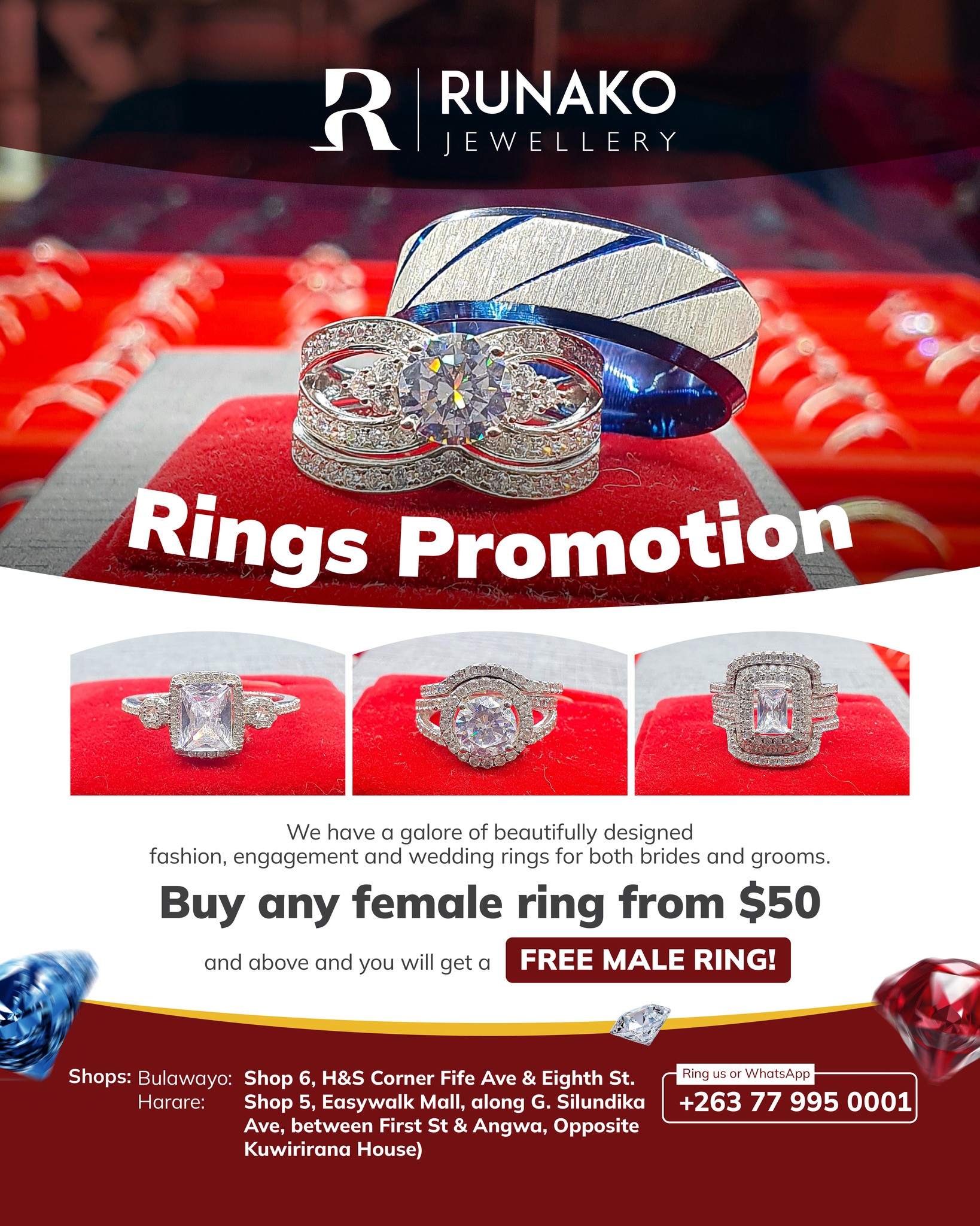 Runako Jewellery Facebook ad: Zverudo izvi ndoozvedu, huya utore TWO maRINGS, ONE…