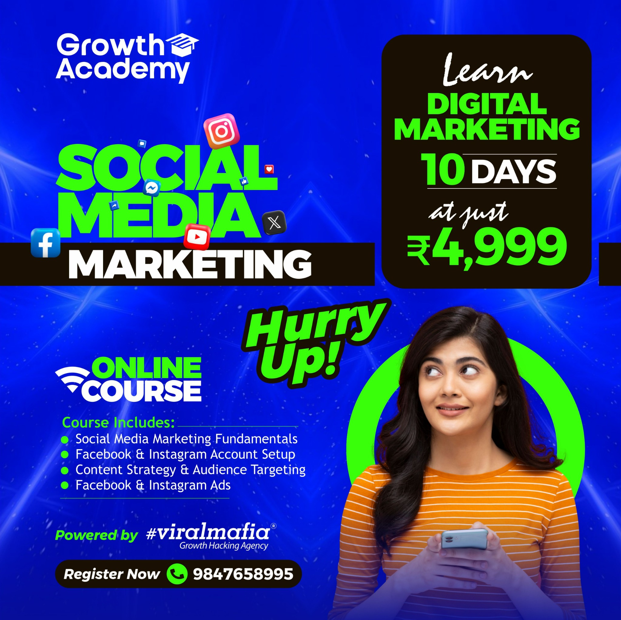Growth Academy Facebook ad: Learn Social Media Marketing in Just 10 Days