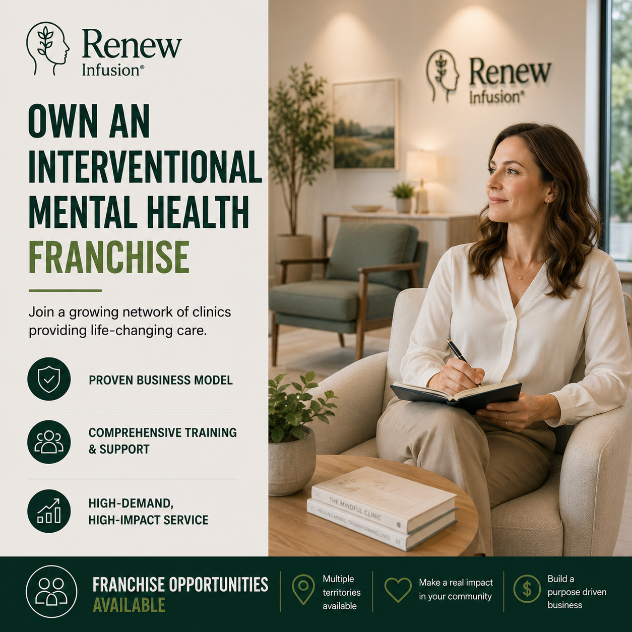 Acquire Connect Facebook ad: Own an Interventional Mental Health Franchise